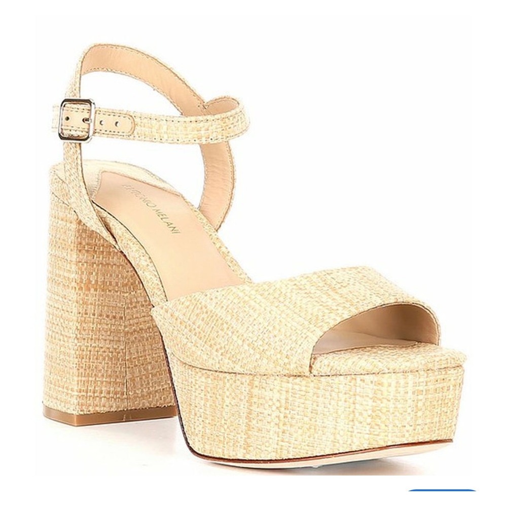 Antonio Melani Bonny Raffia Platform Block Heel Sandals Womens‎ 10M Natural